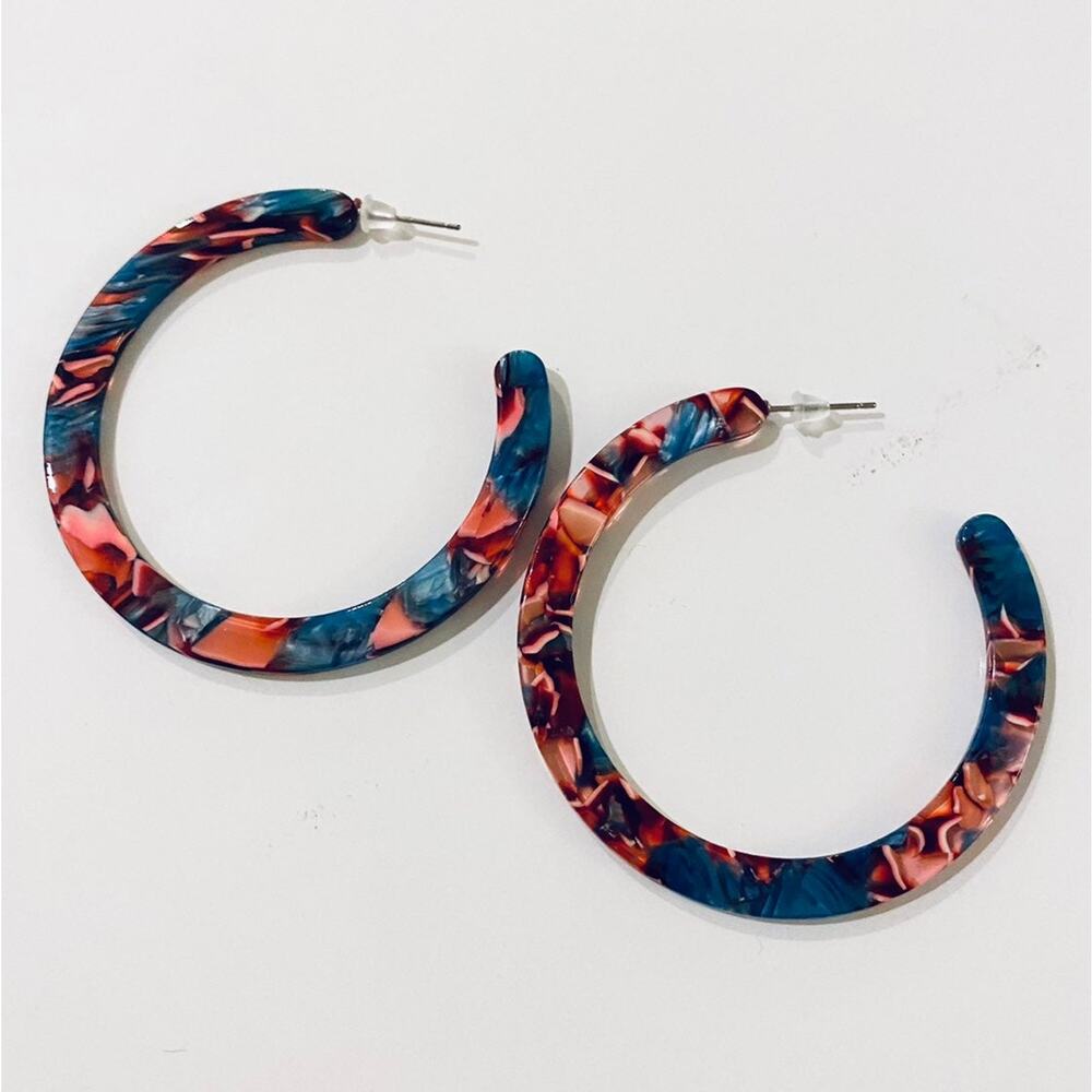 Multi Colored Flat Hoop Acrylic Earrings